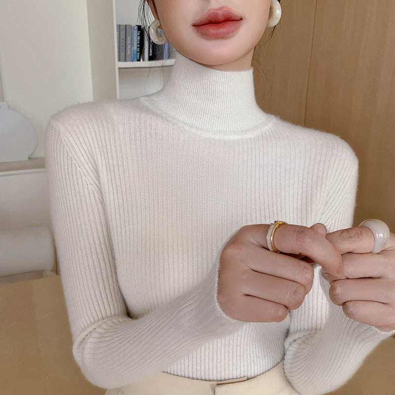 Women's Black Turtleneck Sweater Figure-flattering And Slimming