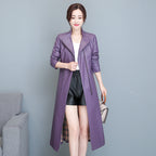 Women's Mid-length Slim-fit Over-the-knee Sheepskin Trench Coat