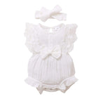 Infant And Toddler GirlsCandy-colored Lace Romper With Bib