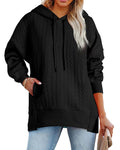 Twist Texture Solid Color Casual Hoodie Sweater Top
