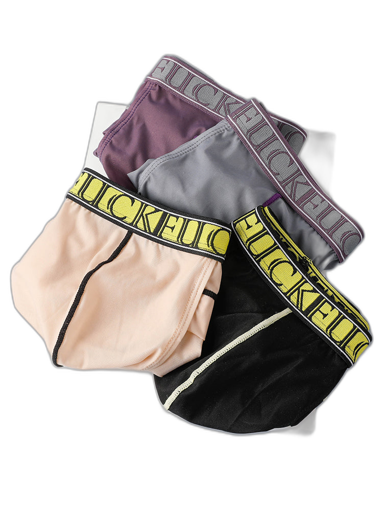 2 Pack Men's Ice-Silk Stretch Sports Briefs with 3D Pouch