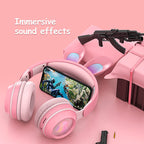 LED Rabbit Ear Wireless Headphones - RGB Light Up Bluetooth 5.0 Headset for Kids & Teens