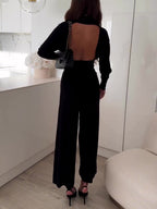 Elegant Long Sleeve Backless Jumpsuit