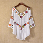 Amazon AliExpress Hot Selling Product Boho Hollow Out Hand Crocheting Flower Bikini Loose Beach Cover-up