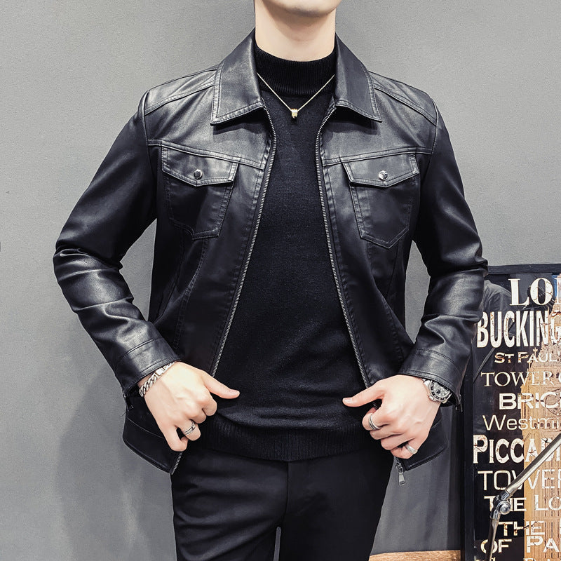 Men's Premium Quilted Leather Jacket - Fall Winter Casual Outerwear