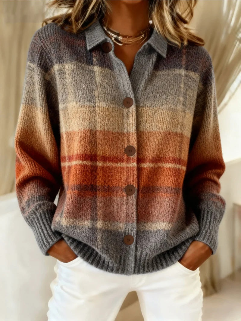 Women's Blouse With A Turn-down Collar And Cardigan-style Top