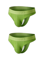 2 Pack Men's Ribbed Butt-Lifting U-Pouch Sexy Thong