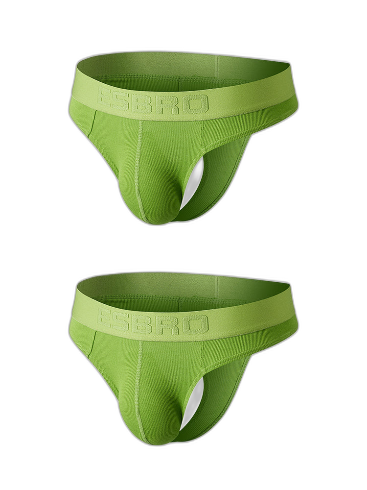 2 Pack Men's Ribbed Butt-Lifting U-Pouch Sexy Thong