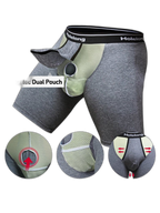 Dual Pouch Men's Long Legs Sports Boxer Briefs