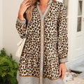 Women's Casual Loose V-neck Leopard-print Long-sleeve Dress