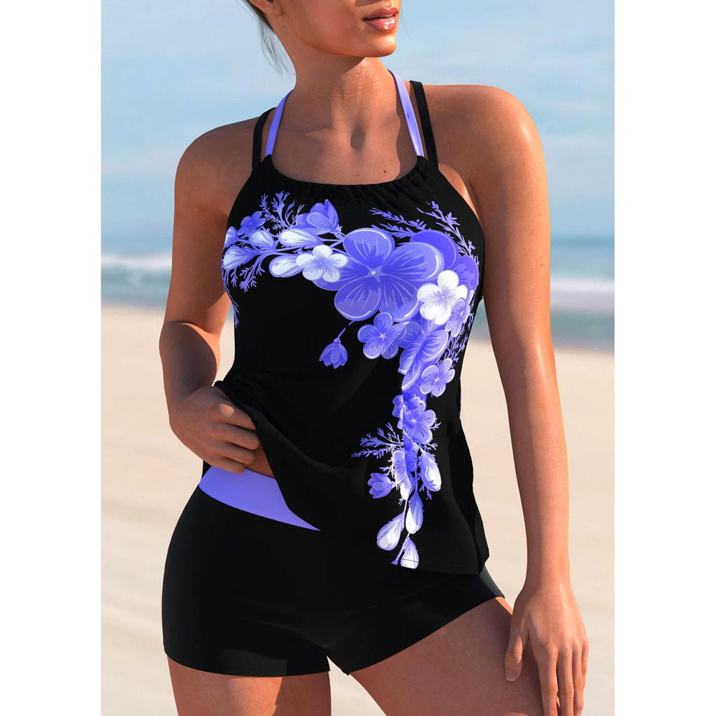 Plus Size Bikini Swimsuit - Two Piece Color Block Swimwear