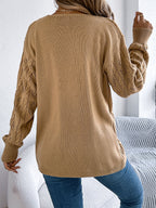 Women Casual Solid Color Hollow Out Long Sleeve Cardigan Sweater Coat