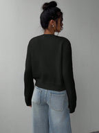 Chic Long Sleeved Knitted Cardigan Fashion Slim Solid Color Short Sweater For Women Clothing