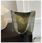 Women's Shoulder Bag With Ethnic Style Wide Shoulder Strap Ins Large Capacity Bucket Crossbody Bags Fashion Handbag