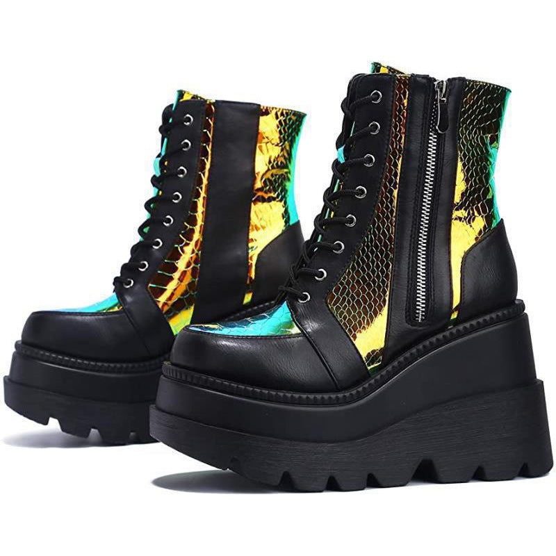 Plus Size Female Punk Style Platform Street Fashion Motorcycle Boots