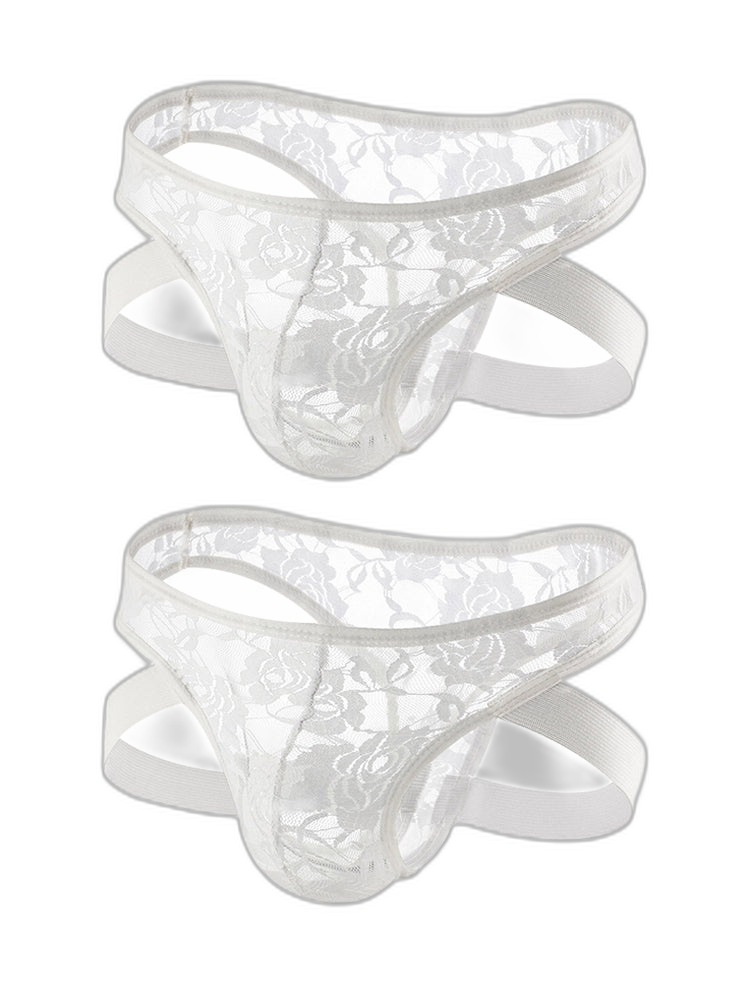 2-pack Men's Lace See-through Thongs