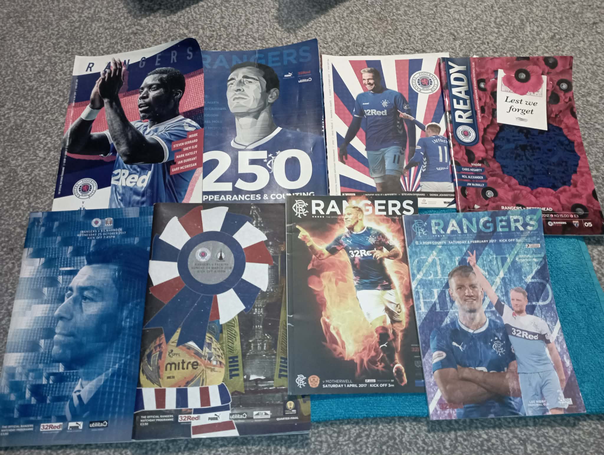 8 RANGERS FC MATCHDAY PROGRAMMES
