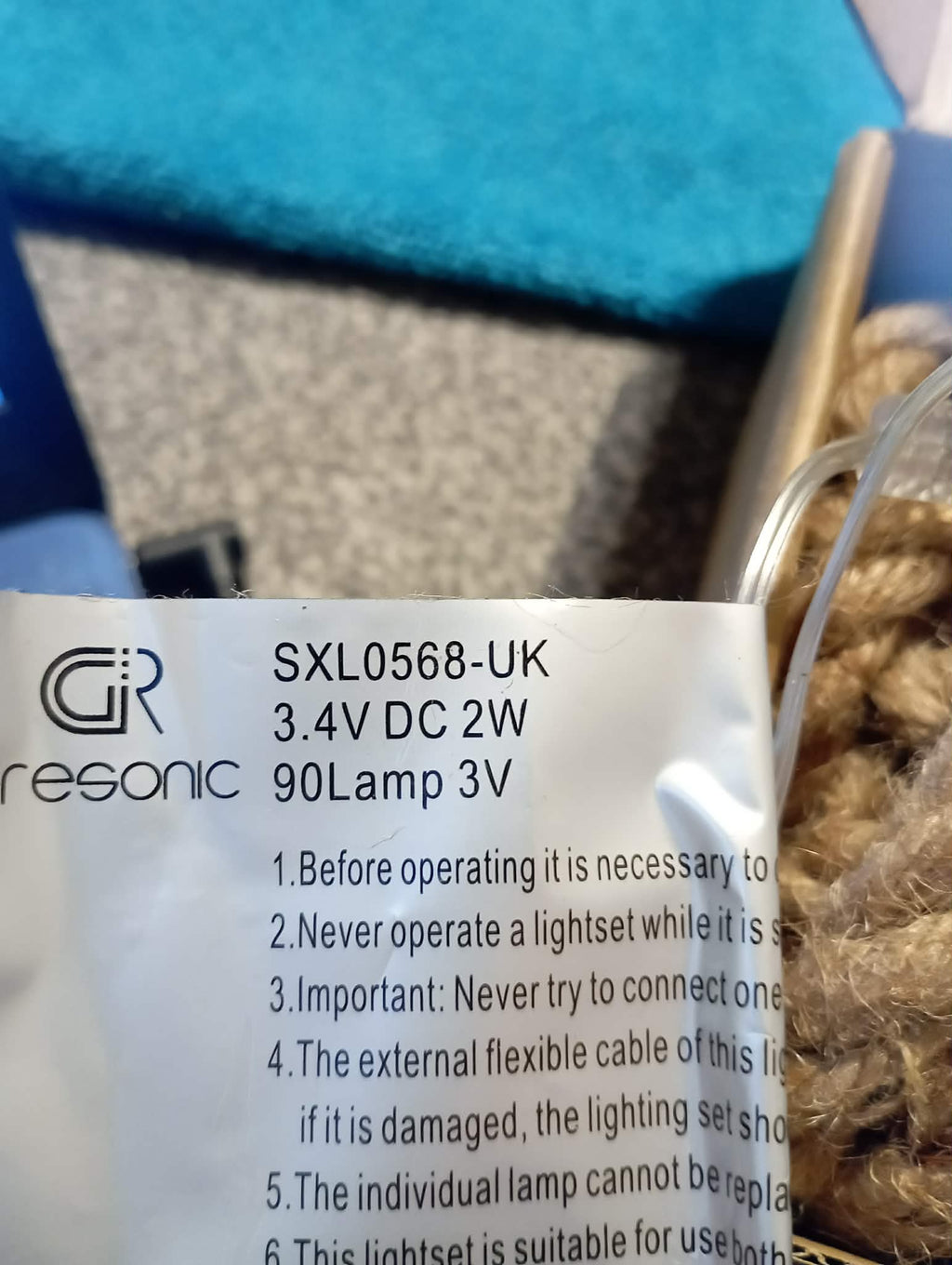 GRESONIC HEMP ROPE WITH LIGHTS WITH TIMER for camping, Christmas and more