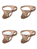 4 Pack Leopard Print See-through Mesh Thongs