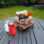 BBQ Picnic Table Sauce and Spice Rack | BBQ Gift | Garden Decor | BBQ Utilities | Outdoor Dining | Optional Dipping & Olive Pots | Gift For Dad