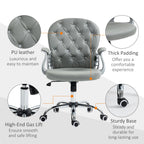 Vinsetto Office Chair Ergonomic 360\'c2\'b0 Swivel PU Diamante Padded Base 5 Castor Wheels for Home Work Grey