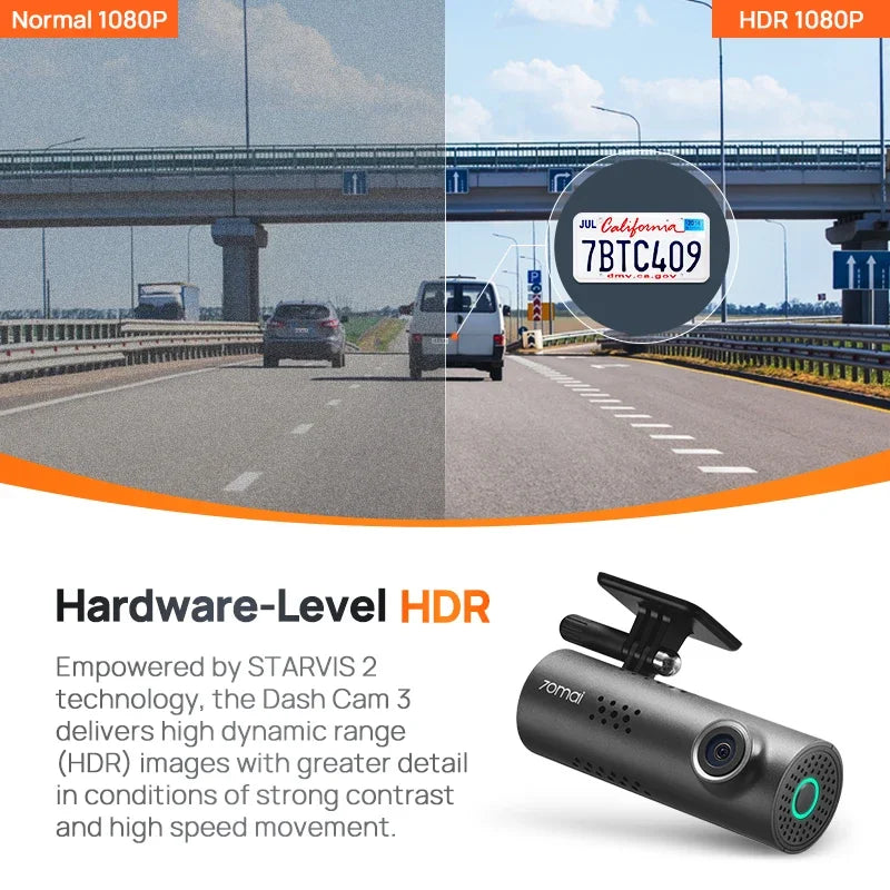 70mai Smart Dash Cam 3 M200  1080P WiFi Car Camera with Voice Control & Parking Mode