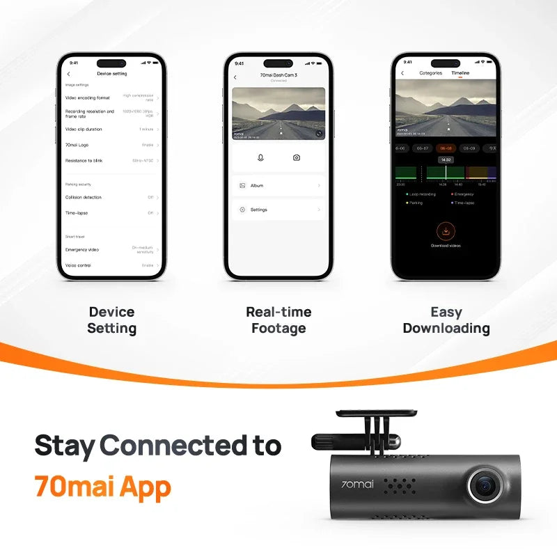 70mai Smart Dash Cam 3 M200  1080P WiFi Car Camera with Voice Control & Parking Mode