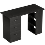 HOMCOM Computer Desk, Writing Table, PC Workstation with 3 Storage Shelves and Drawers, Handle, for Home Office, Black