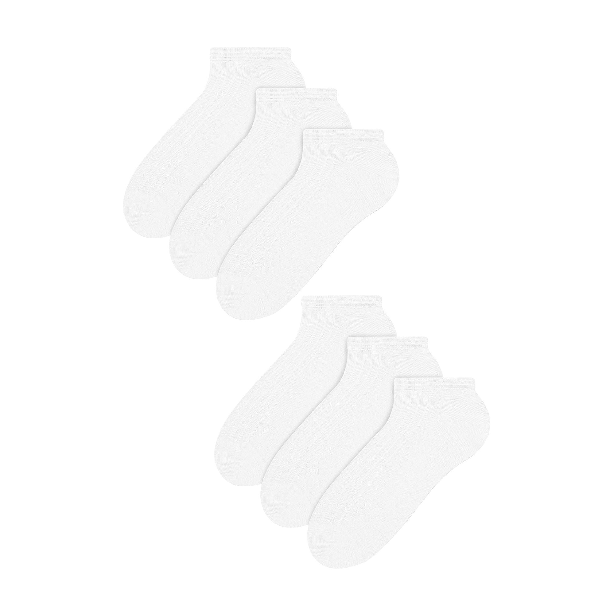 6 Pairs Mens 100% Cotton Low Cut Trainer Cushioned Ankle Socks