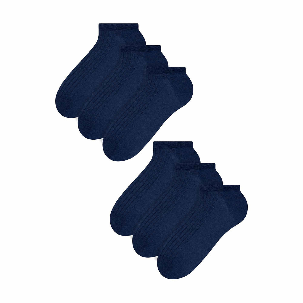 6 Pairs Mens 100% Cotton Low Cut Trainer Cushioned Ankle Socks