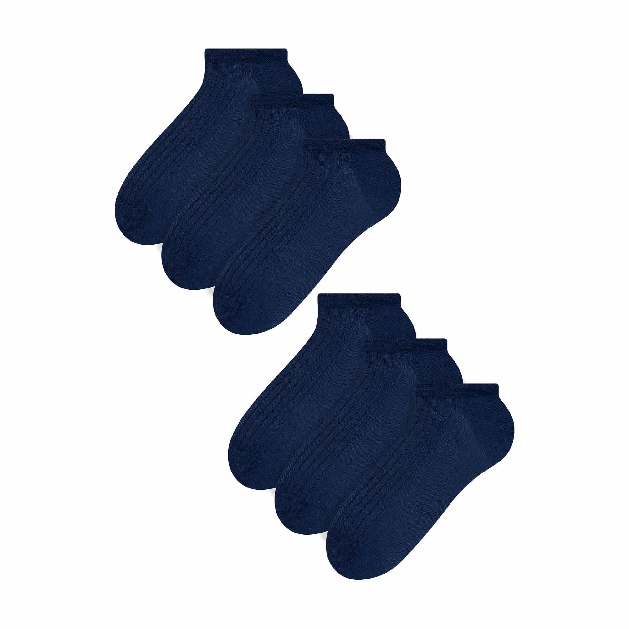 6 Pairs Mens 100% Cotton Low Cut Trainer Cushioned Ankle Socks