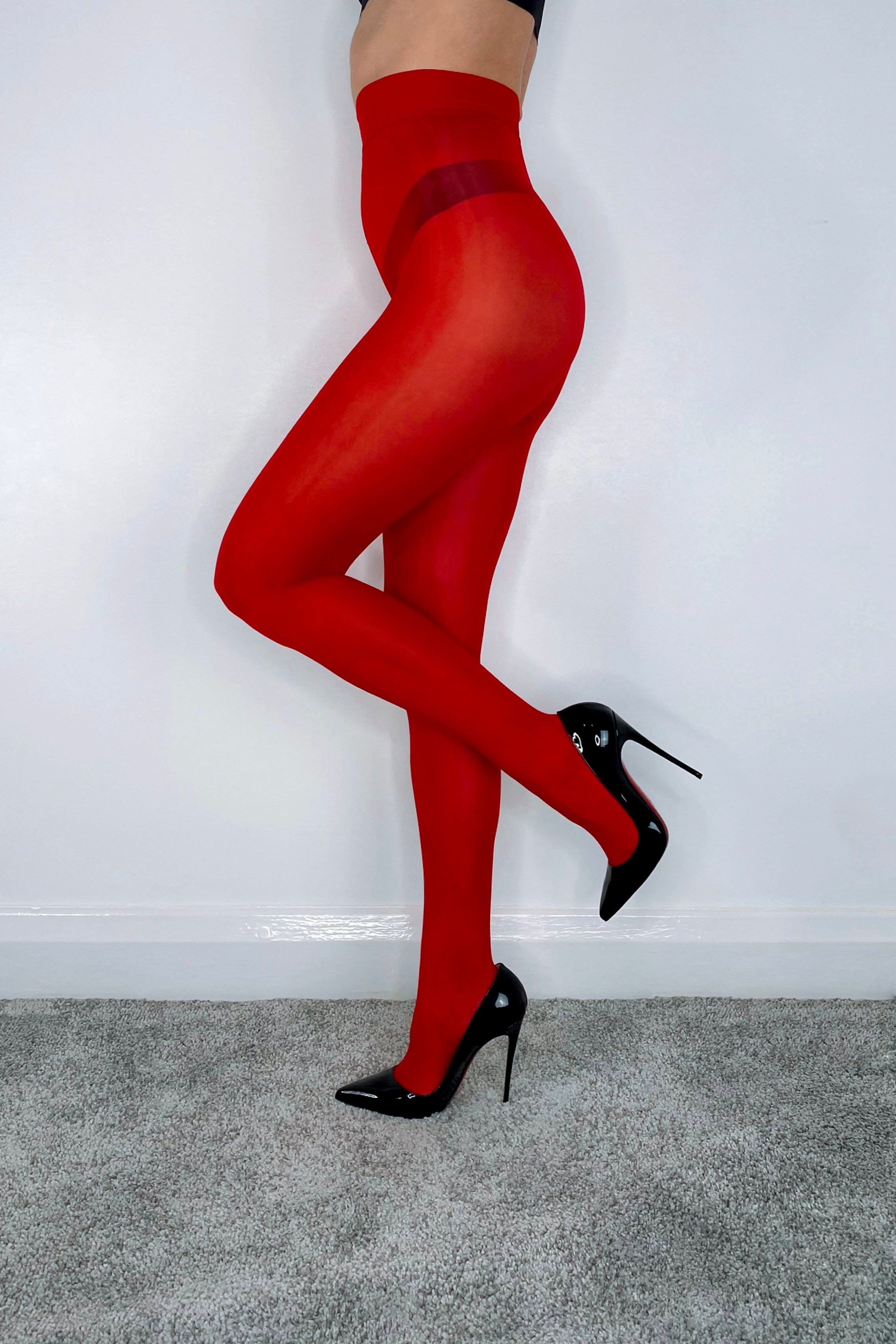 Red 8 Denier Glossy Tights