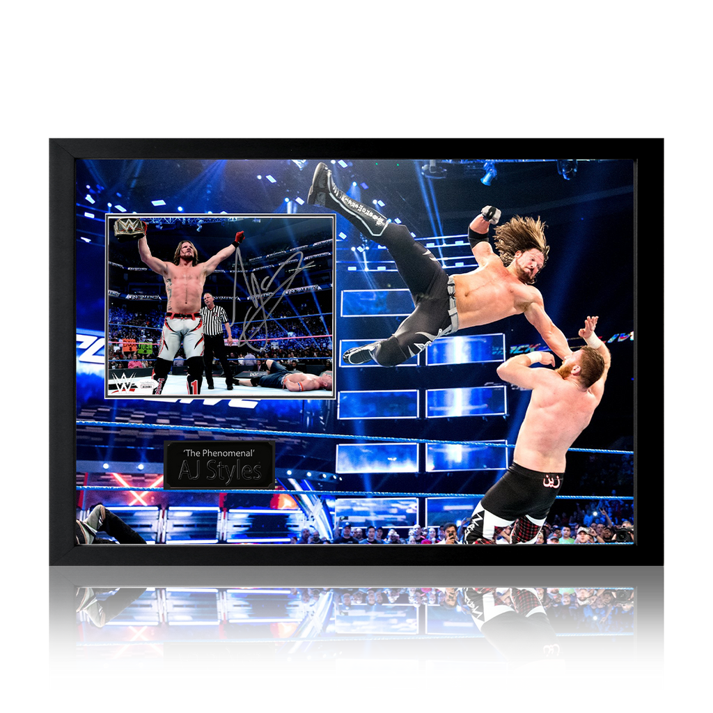 AJ Styles Signed Image Iconic Frame (JSA)