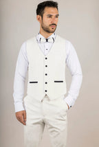 AK-24 - Men's White 3 Piece Velvet Wedding Tuxedo Suit