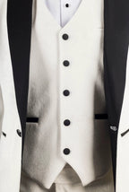 AK-24 - Men's White 3 Piece Velvet Wedding Tuxedo Suit