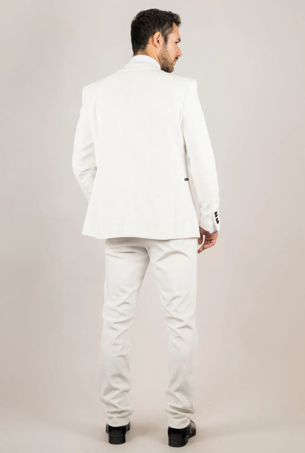 AK-24 - Men's White 3 Piece Velvet Wedding Tuxedo Suit