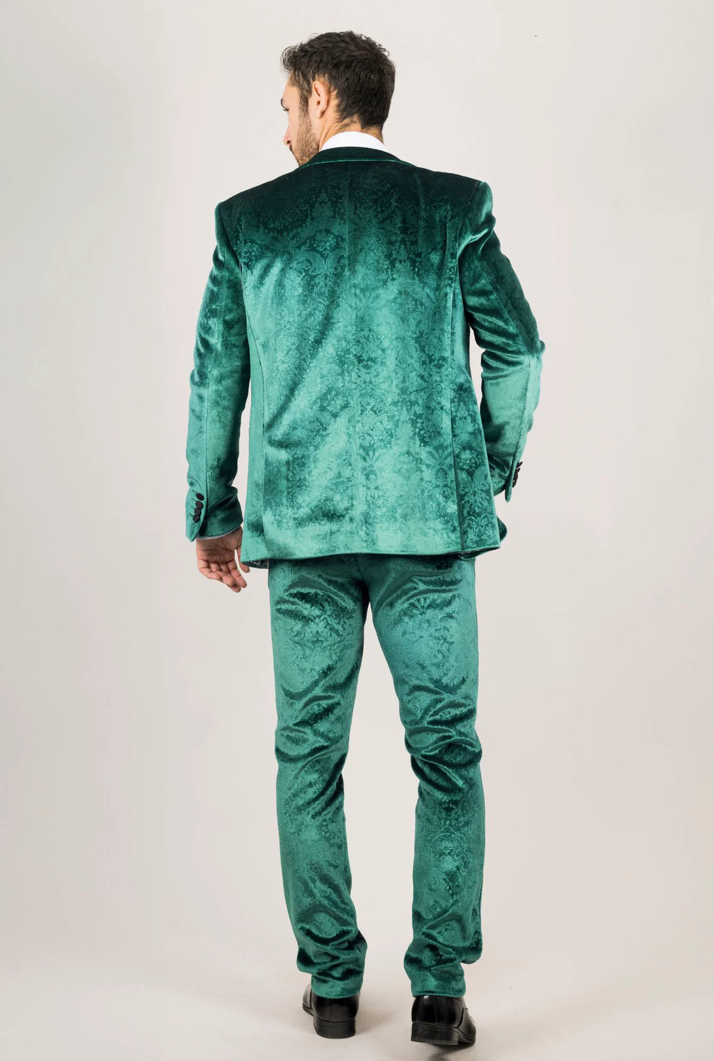 AK-25 - Men's Green 3 Piece Velvet Wedding Tuxedo Suit
