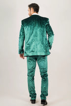 AK-25 - Men's Green 3 Piece Velvet Wedding Tuxedo Suit