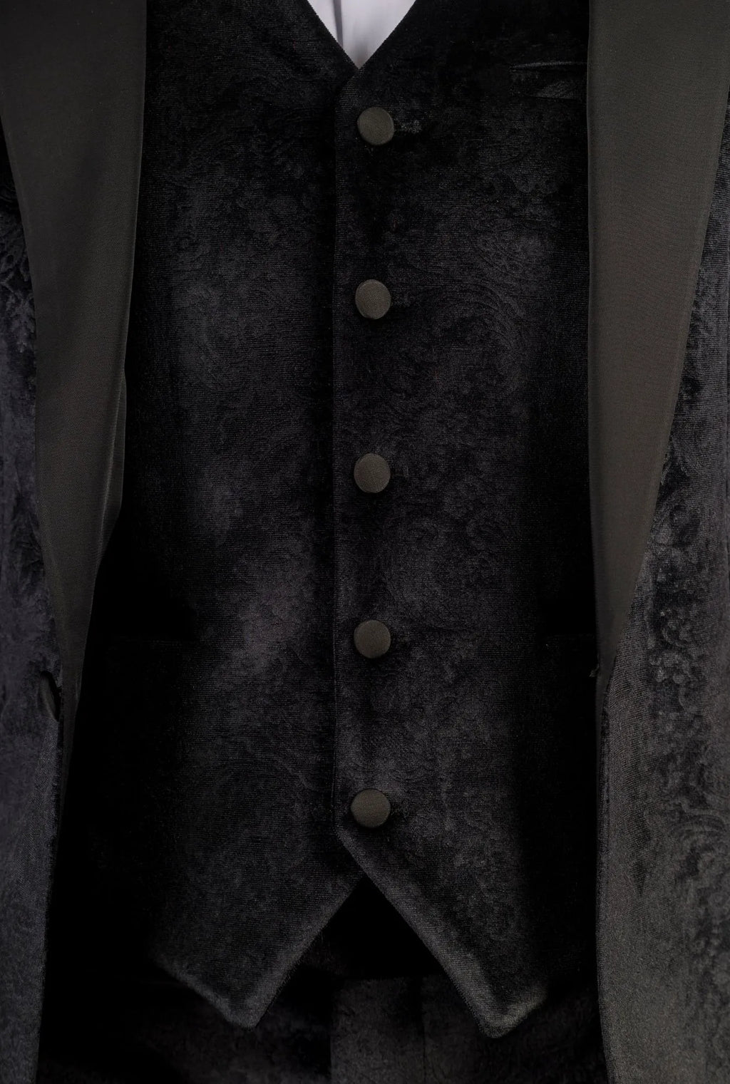 AK-26 - Men's Black 3 Piece Velvet Wedding Tuxedo Suit