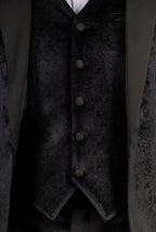 AK-26 - Men's Black 3 Piece Velvet Wedding Tuxedo Suit