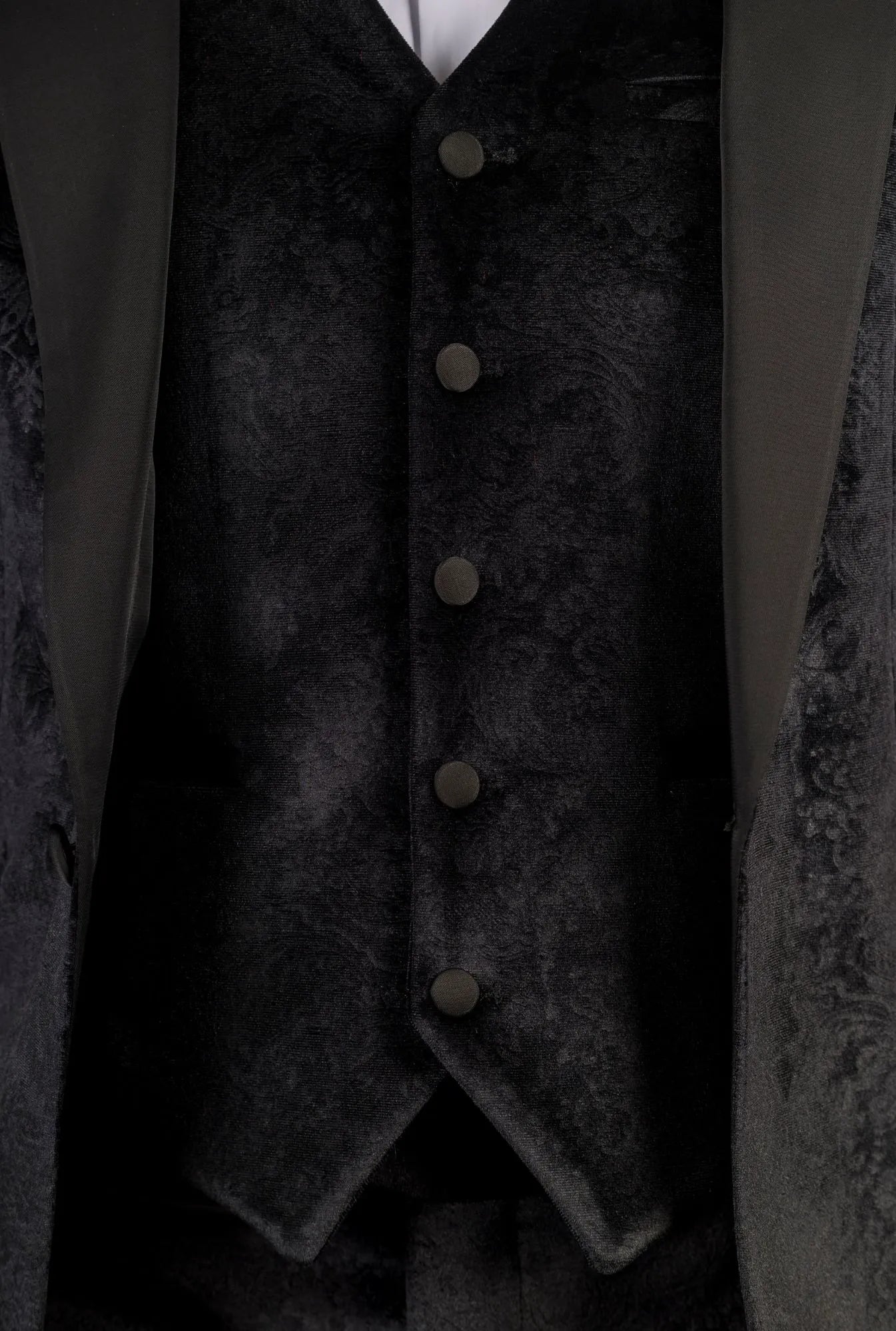 AK-26 - Men's Black 3 Piece Velvet Wedding Tuxedo Suit
