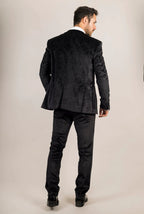 AK-26 - Men's Black 3 Piece Velvet Wedding Tuxedo Suit