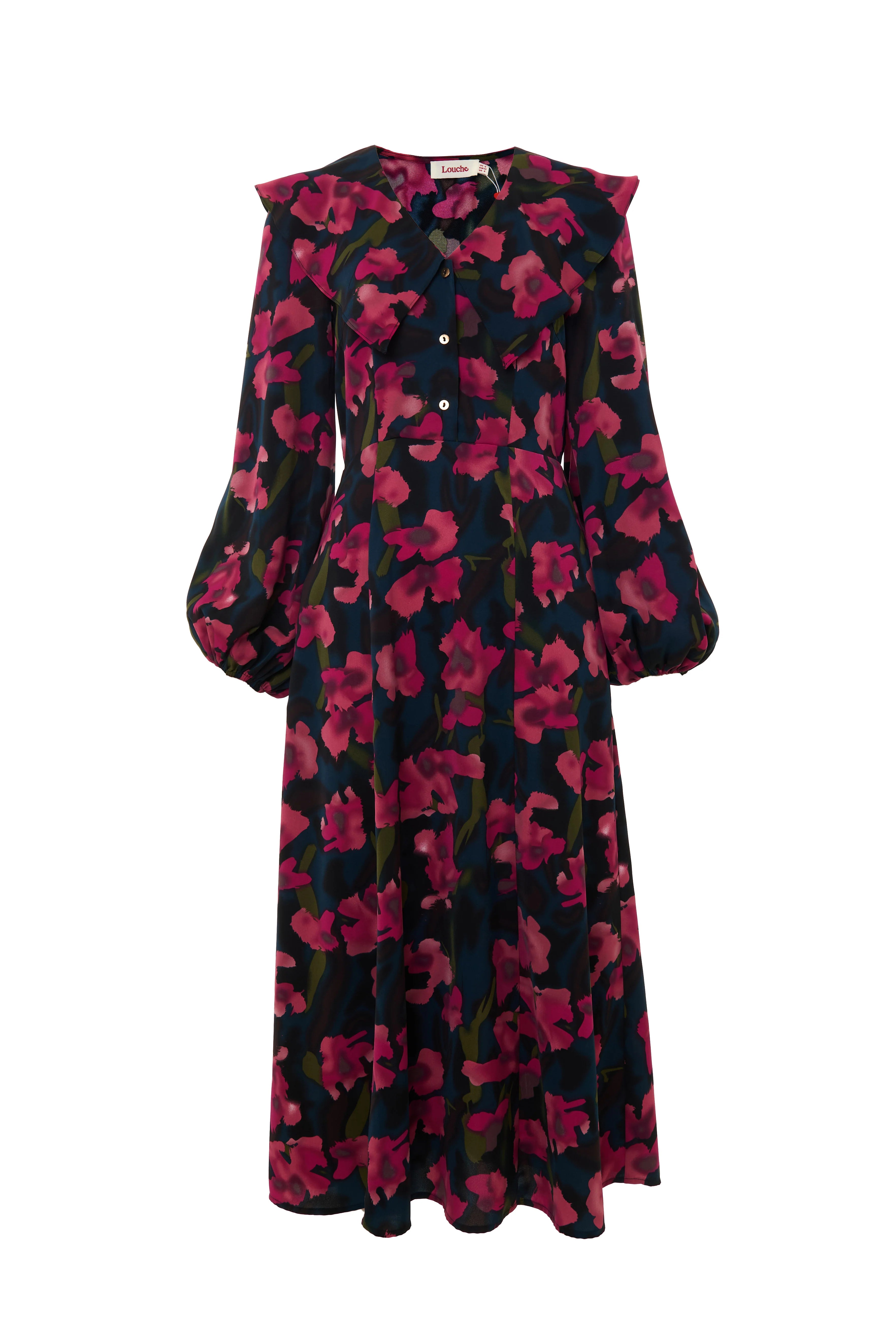 Amada Watermark Floral Print Long Sleeve Midaxi Dress