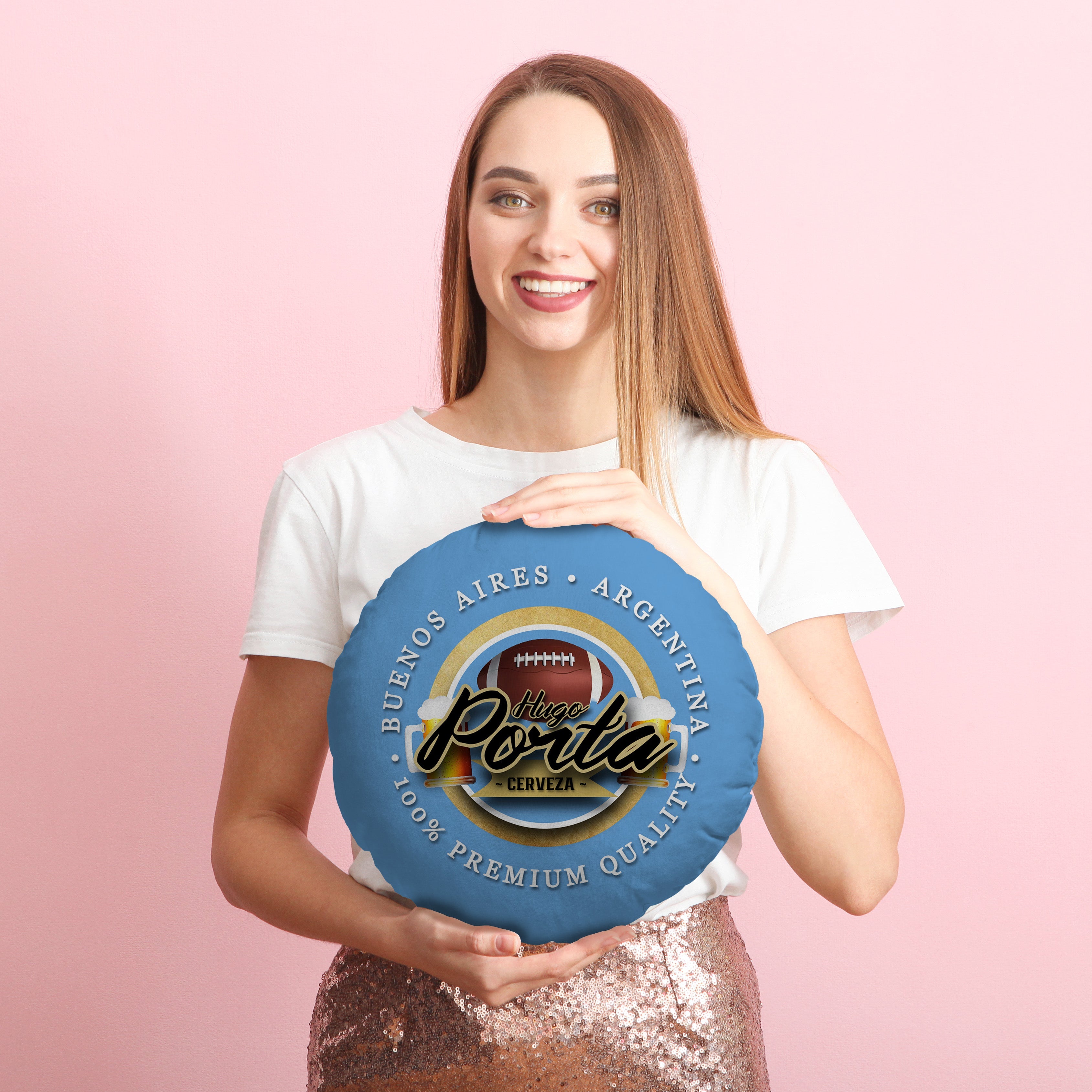 Argentina Rugby Union Porta  - Legend Collection - Circle Cushion 14"