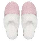 Ladies Cable Knit Faux Fur Thermal Winter Slippers