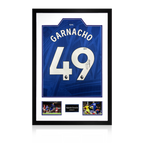 Alejandro Garnacho Signed Chelsea Shirt Premium Frame (Beckett)