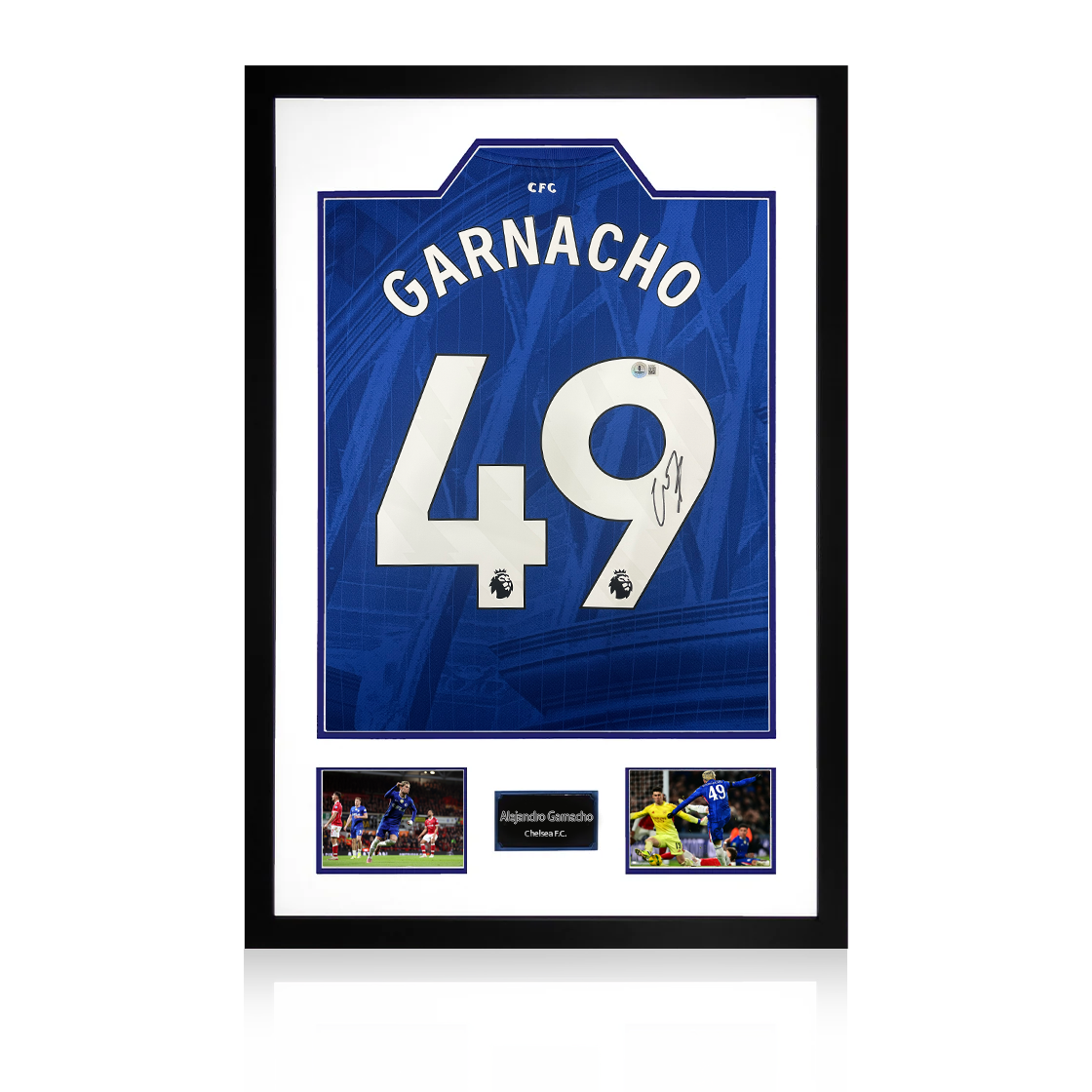 Alejandro Garnacho Signed Chelsea Shirt Premium Frame (Beckett)