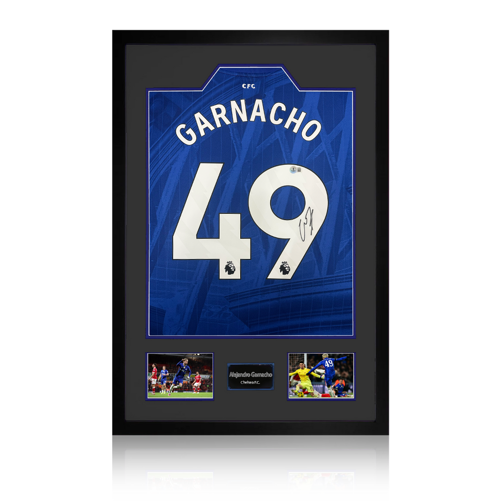 Alejandro Garnacho Signed Chelsea Shirt Premium Frame (Beckett)