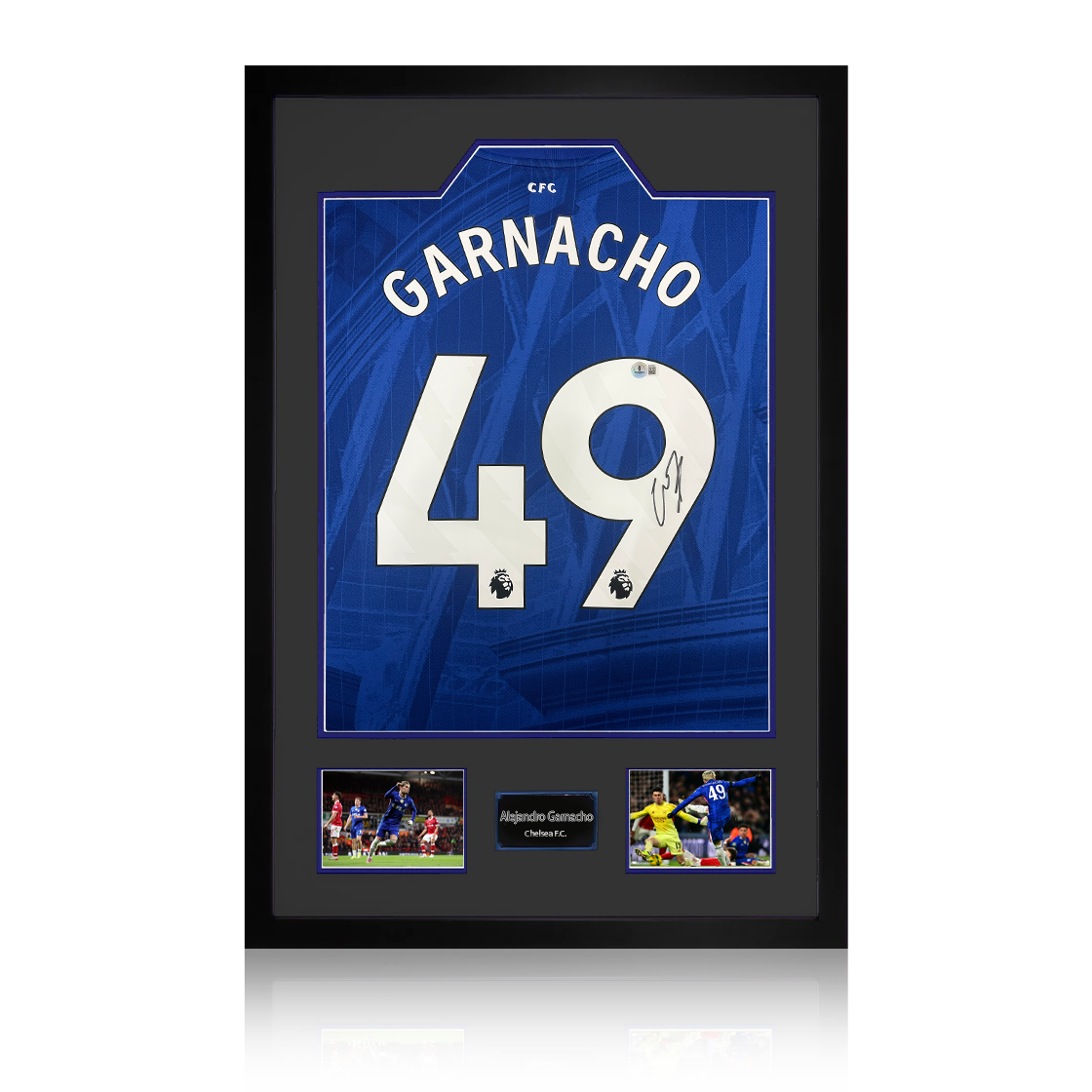 Alejandro Garnacho Signed Chelsea Shirt Premium Frame (Beckett)
