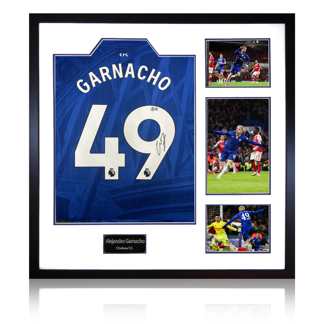 Alejandro Garnacho Signed Chelsea Shirt Elite Frame (Beckett)